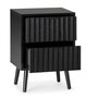 Voir la diapositive 3 : VS VENTA-STOCK Table de chevet Lluvia 2 tiroirs couleur noir