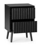 Voir la diapositive 3 : VS VENTA-STOCK Table de chevet Lluvia 2 tiroirs couleur noir