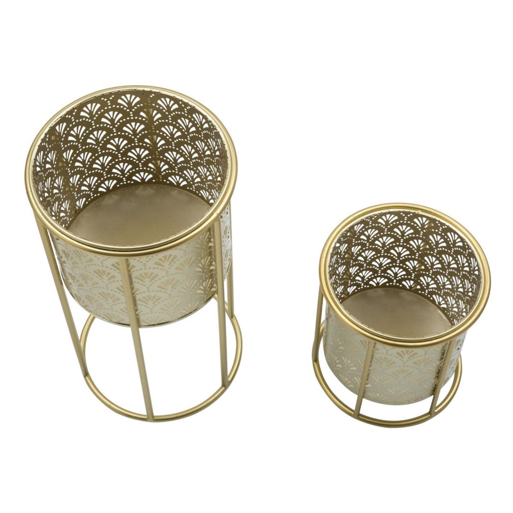 Voir la diapositive 2 : Paris Prix Lot de 2 cache-pots sur pied  glovy  40cm or
