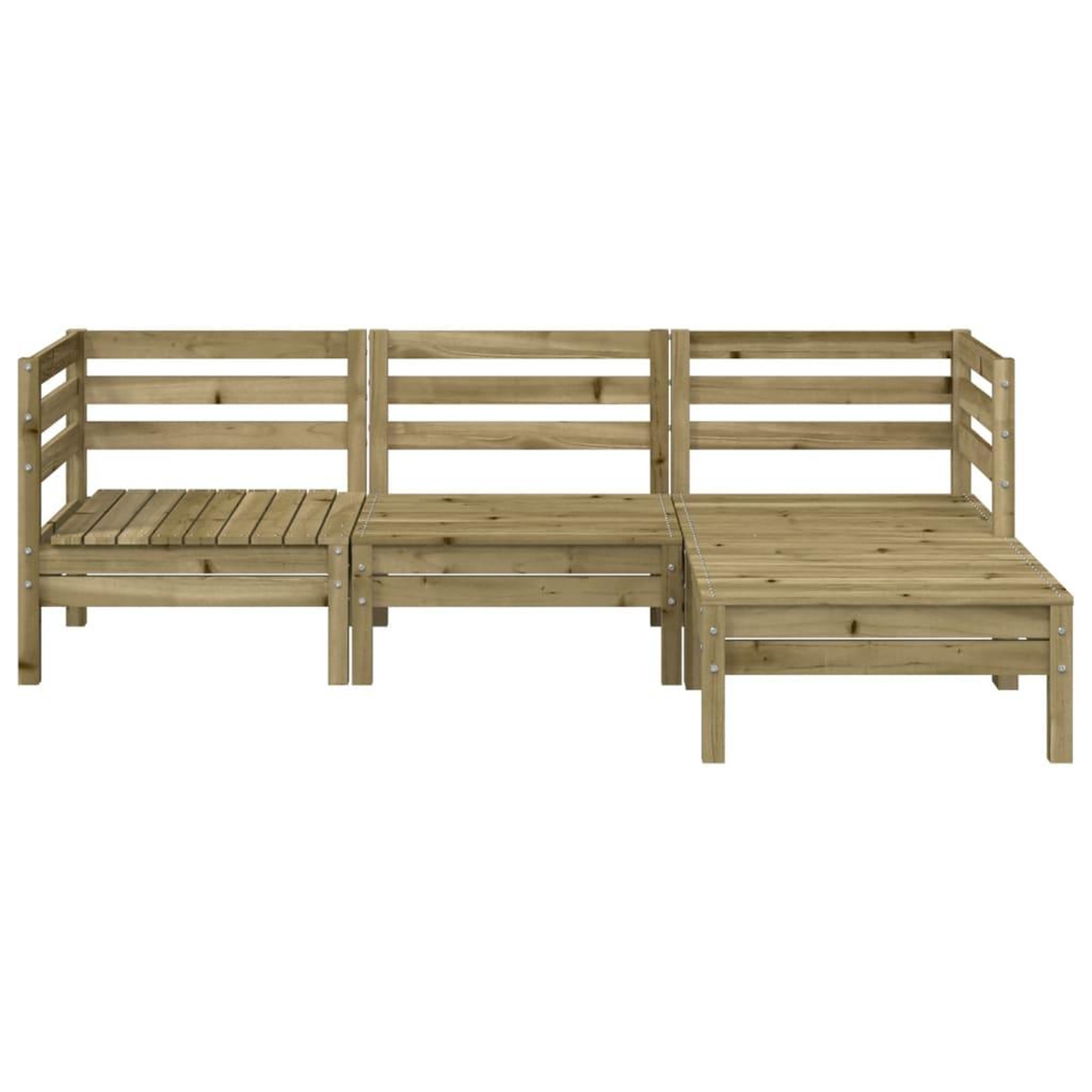 Voir la diapositive 4 : VIDAXL Canape de jardin 3 places avec repose-pieds bois pin impregne
