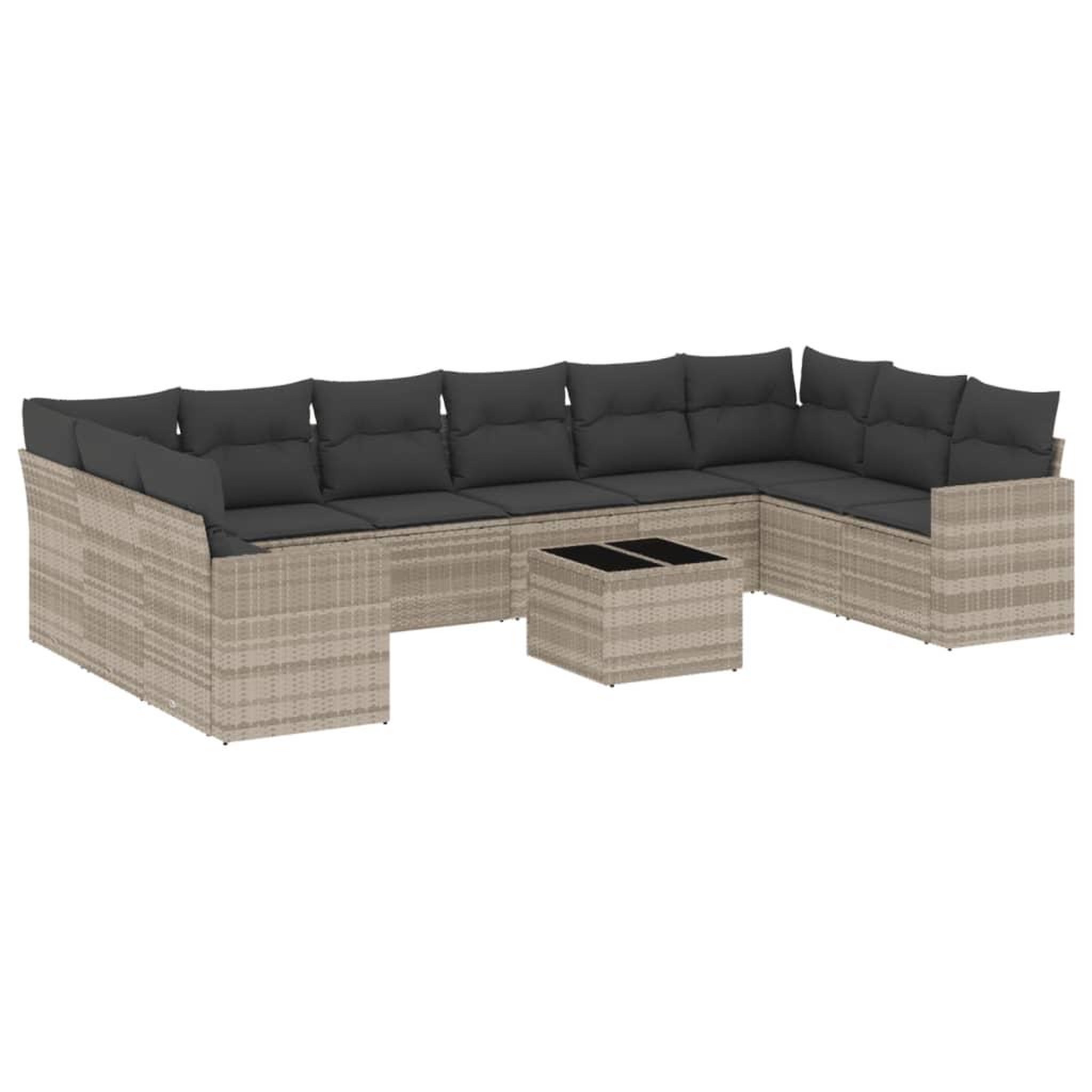 Voir la diapositive 2 : VIDAXL Salon de jardin 11 pcs avec coussins gris clair resine tressee