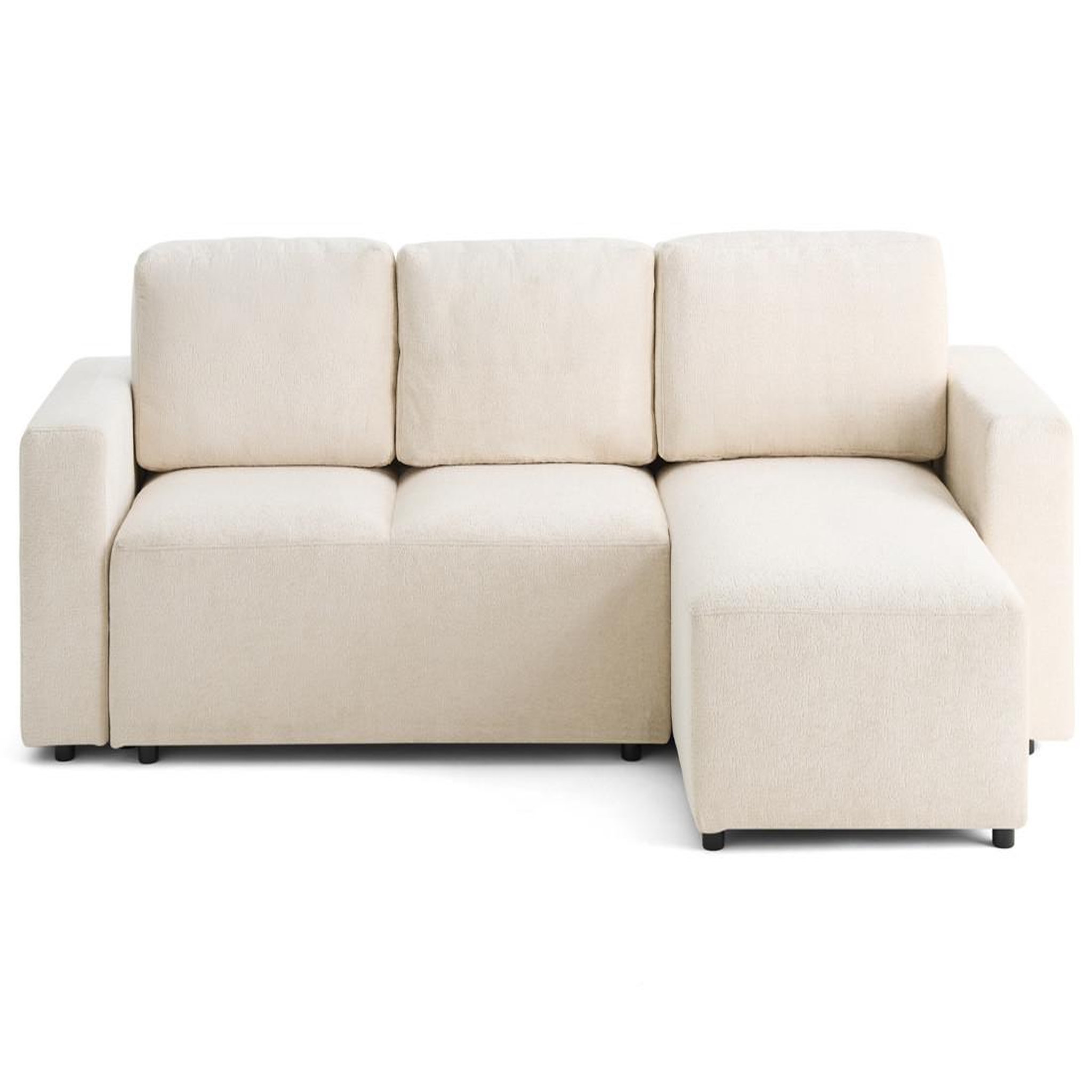 Voir la diapositive 1 : LISA DESIGN Livy - canapé d'angle réversible 4 places convertible avec coffre en velours texturé