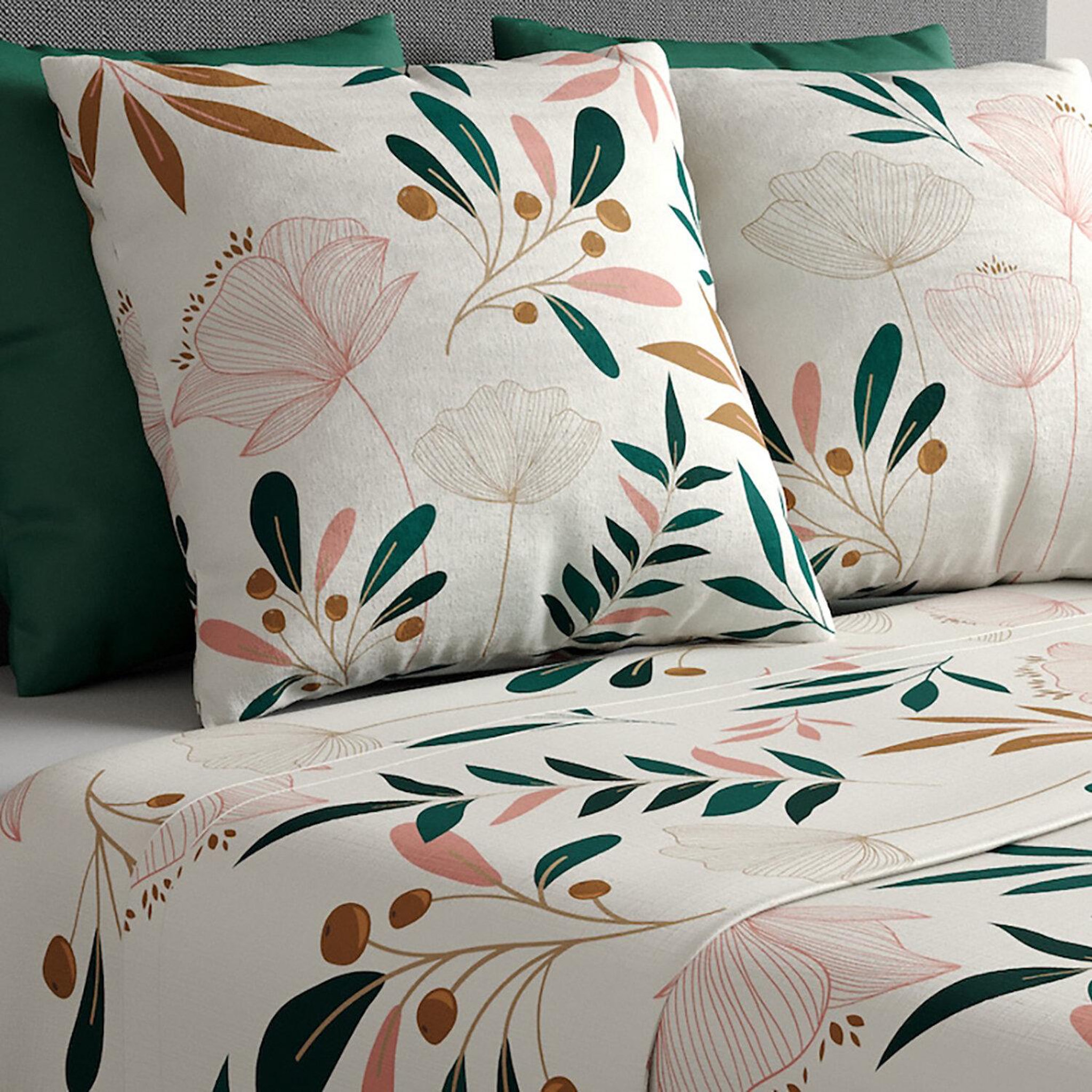 Voir la diapositive 3 : ATELIER DU COTON Parure de drap plat, drap housse 100% coton 57fils-kano