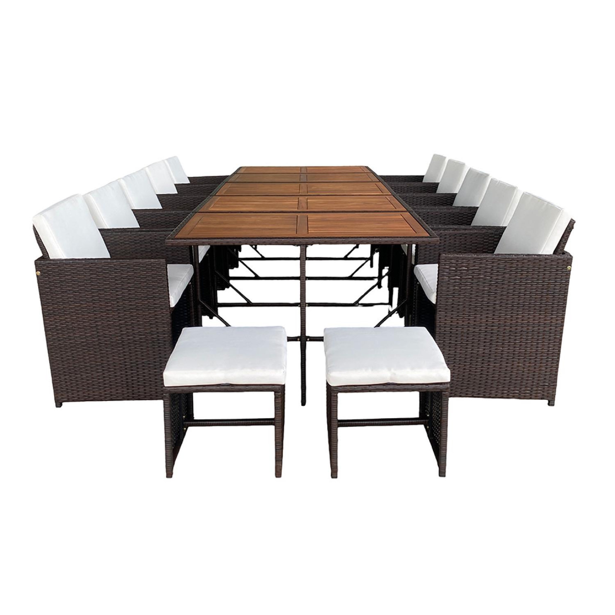 CONCEPT USINE Salon de jardin 14 pl en acacia et résine marron + housse toledo