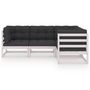 Voir la diapositive 3 : VIDAXL Salon de jardin 4 pcs avec coussins Bois de pin massif