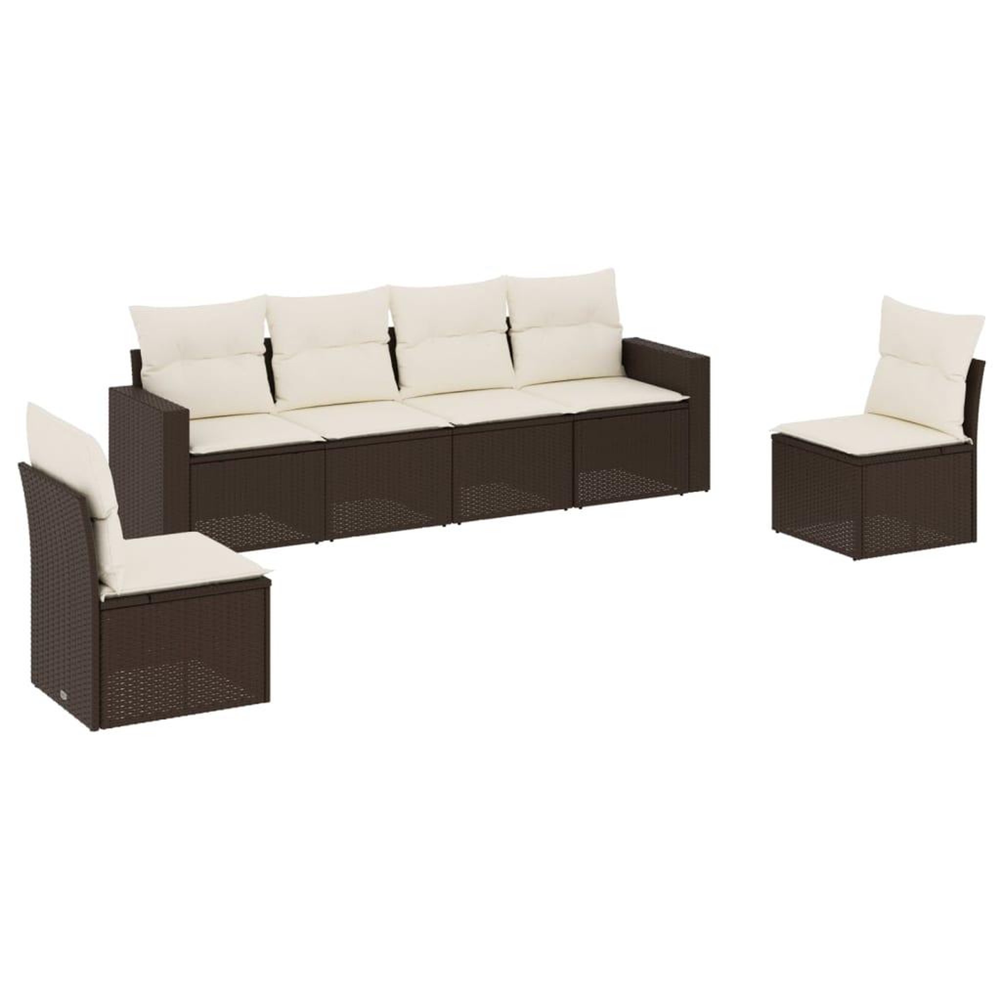 Voir la diapositive 2 : VIDAXL Salon de jardin avec coussins 6 pcs marron resine tressee