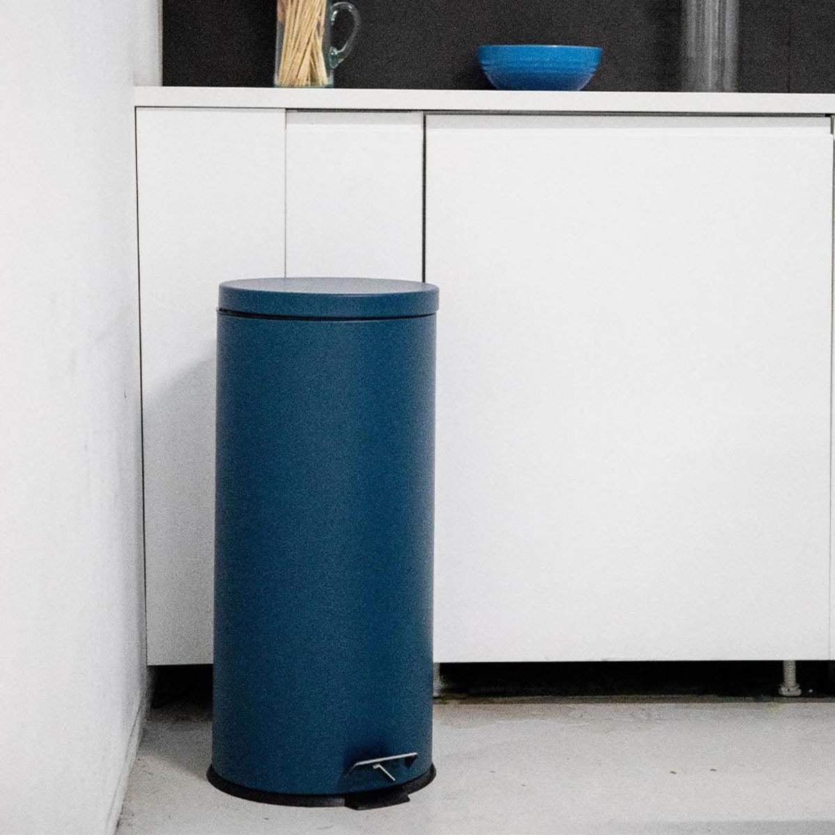 Kitchen move Poubelle de cuisine à pédale URBAN Bleu Acier inoxydable 30 L