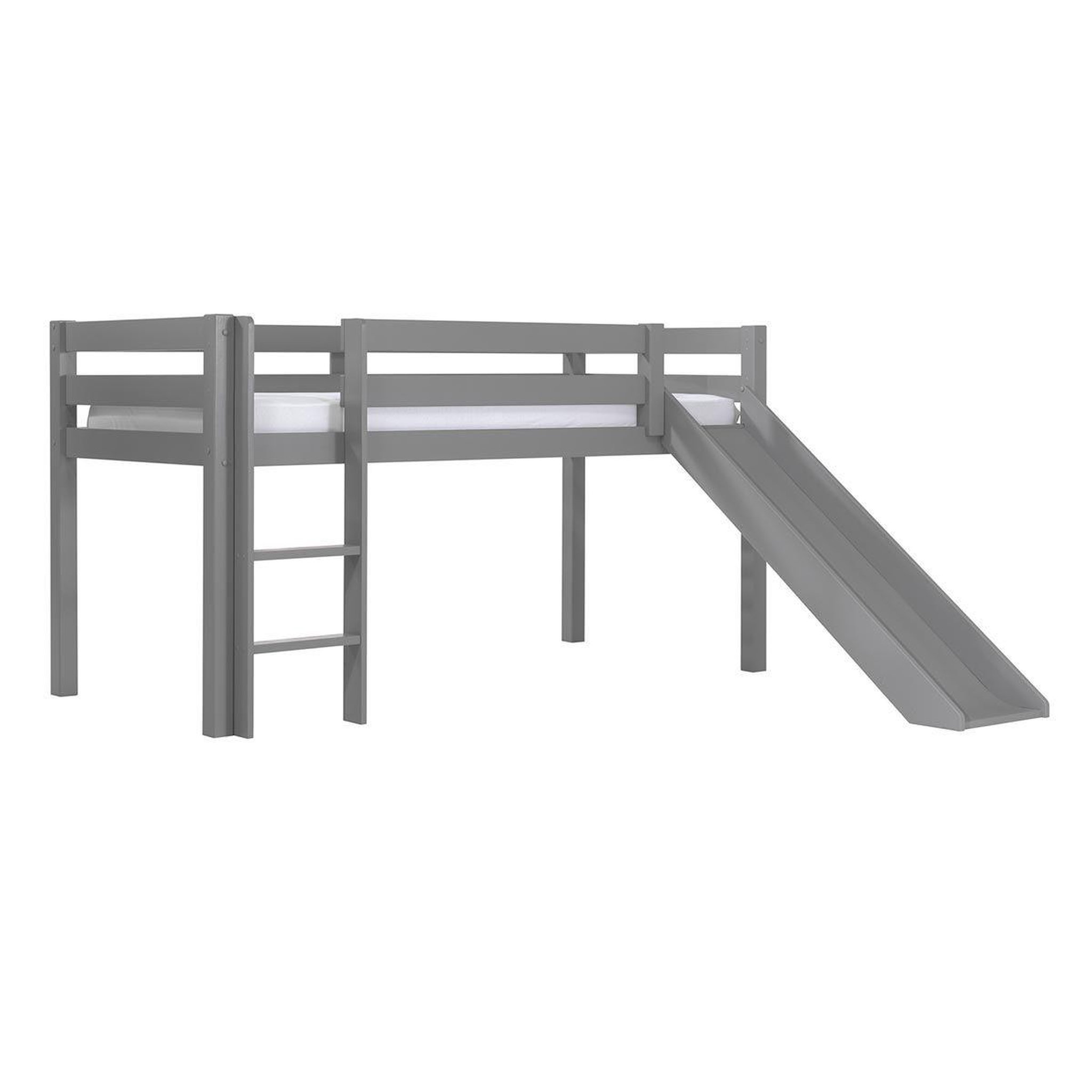 Paris Prix Lit Enfant Surélevé Avec Toboggan  Pino  90x200cm Gris