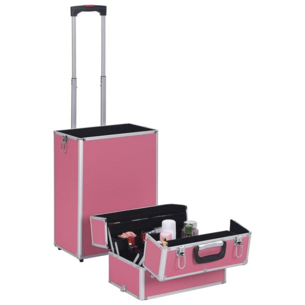 VIDAXL Chariot de maquillage Aluminium Rose