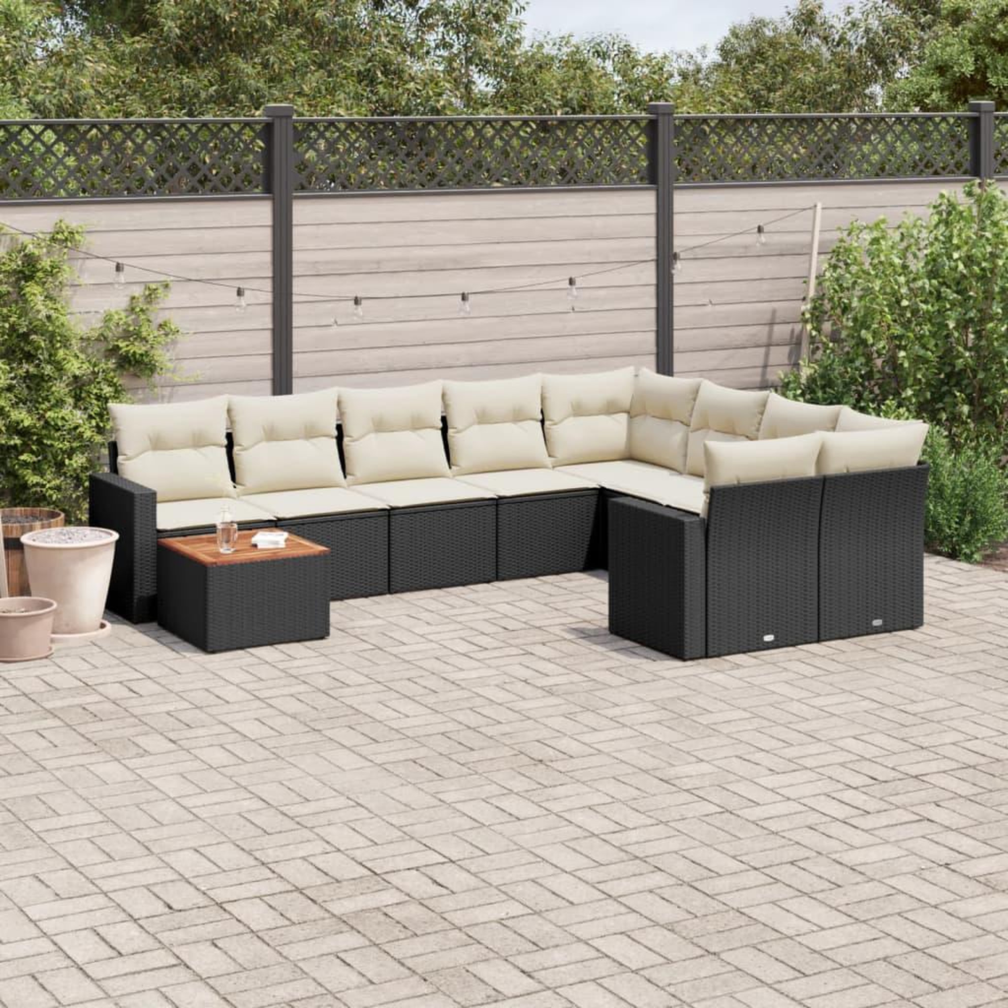 VIDAXL Salon de jardin 10 pcs avec coussins noir resine tressee