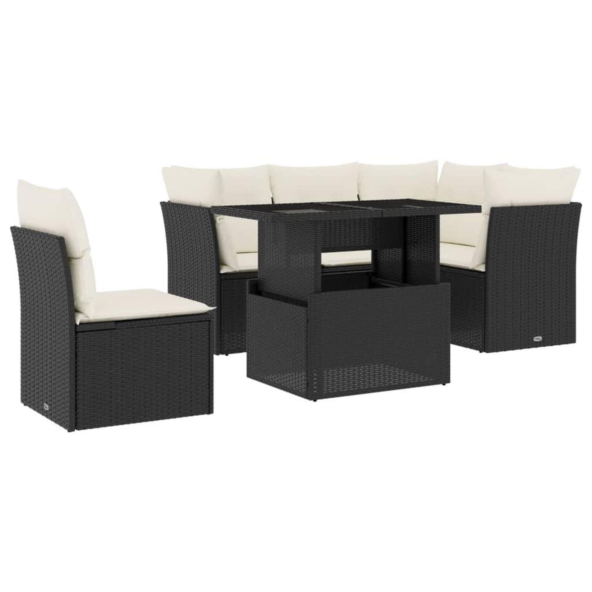 Voir la diapositive 2 : VIDAXL Salon de jardin 6 pcs avec coussins noir resine tressee