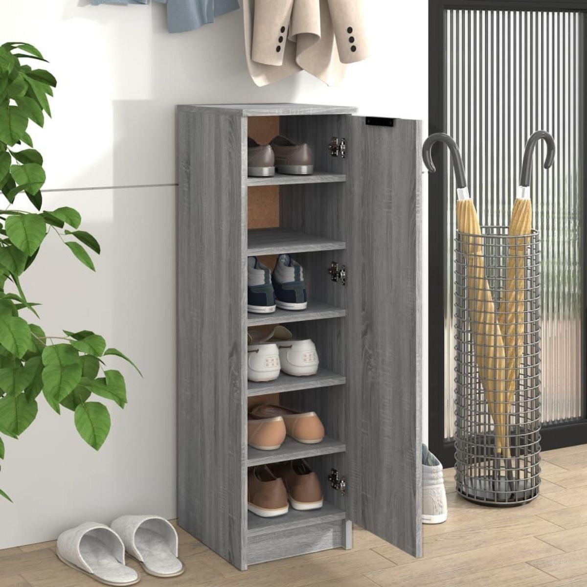 VIDAXL Meuble a chaussures Sonoma gris 30x35x100 cm Bois d'ingenierie