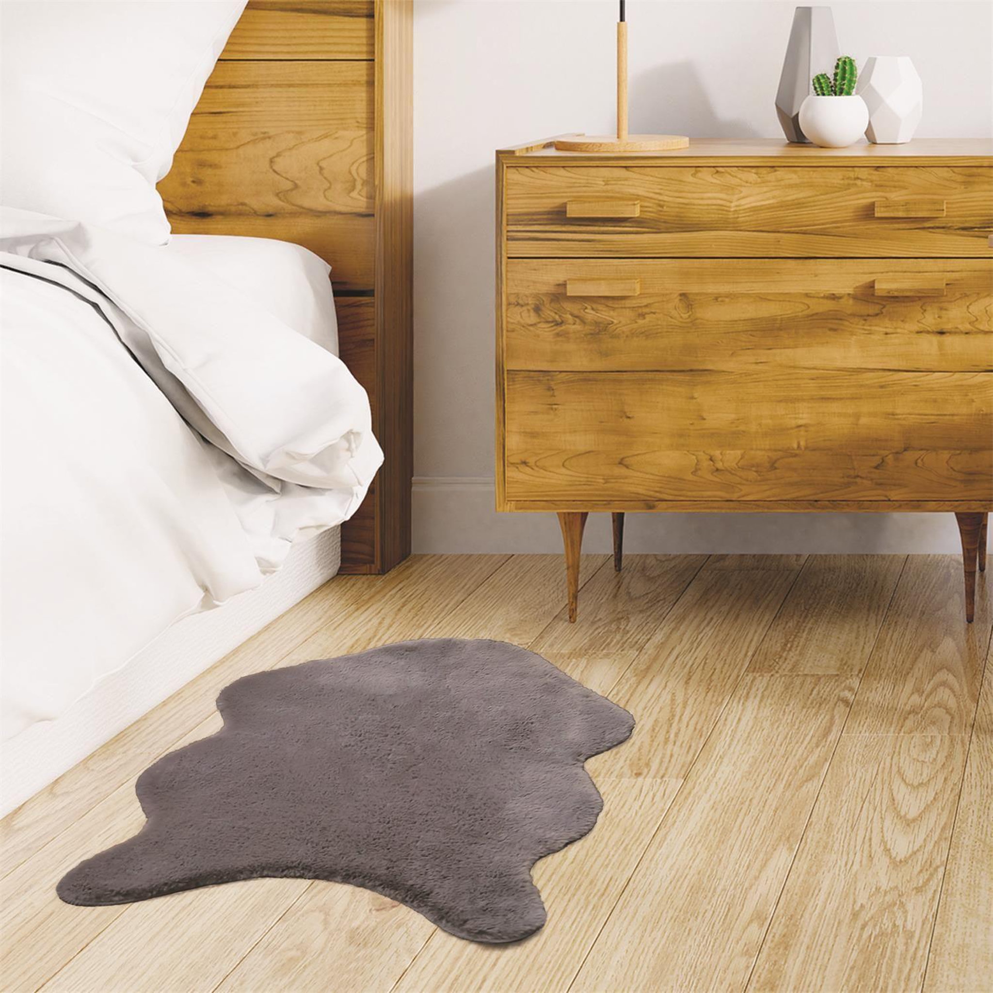 Voir la diapositive 2 : The Home Deco Factory Tapis imitation fourrure poils fins - 60 x 90 cm - gris