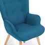 Voir la diapositive 6 : ID MARKET Fauteuil scandinave IVAR en tissu bleu canard
