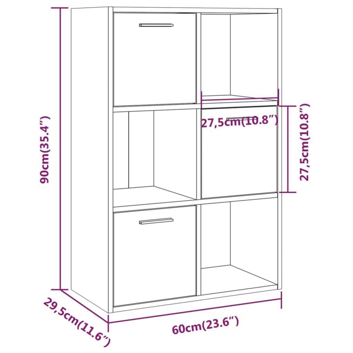 VIDAXL Armoire de rangement Chene fume 60x29,5x90 cm