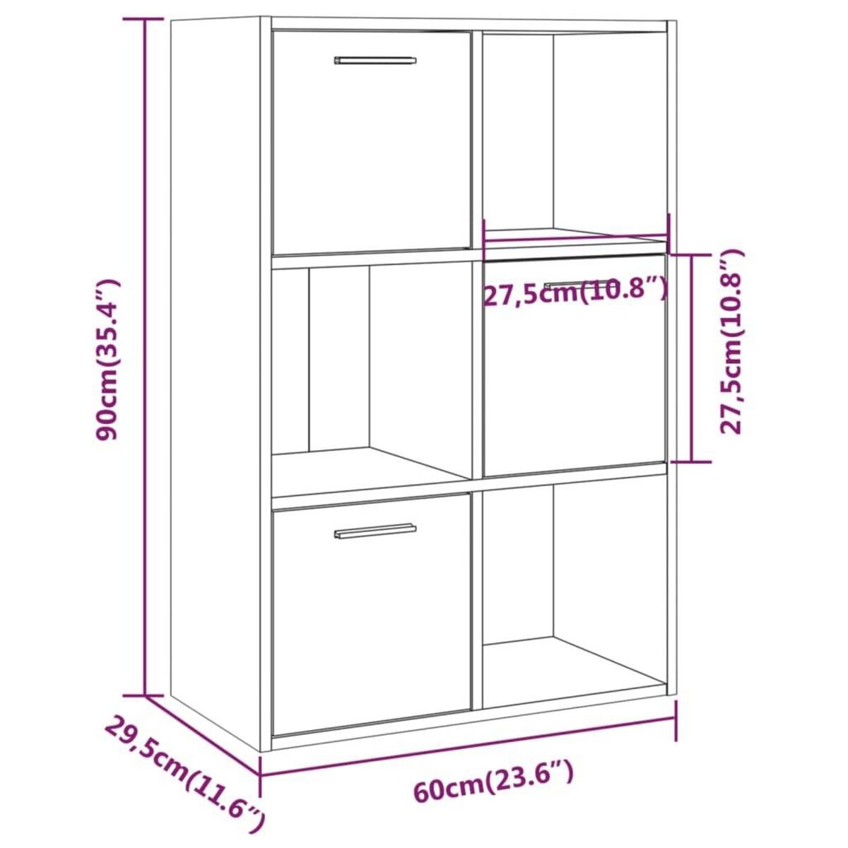 VIDAXL Armoire de rangement Chene fume 60x29,5x90 cm