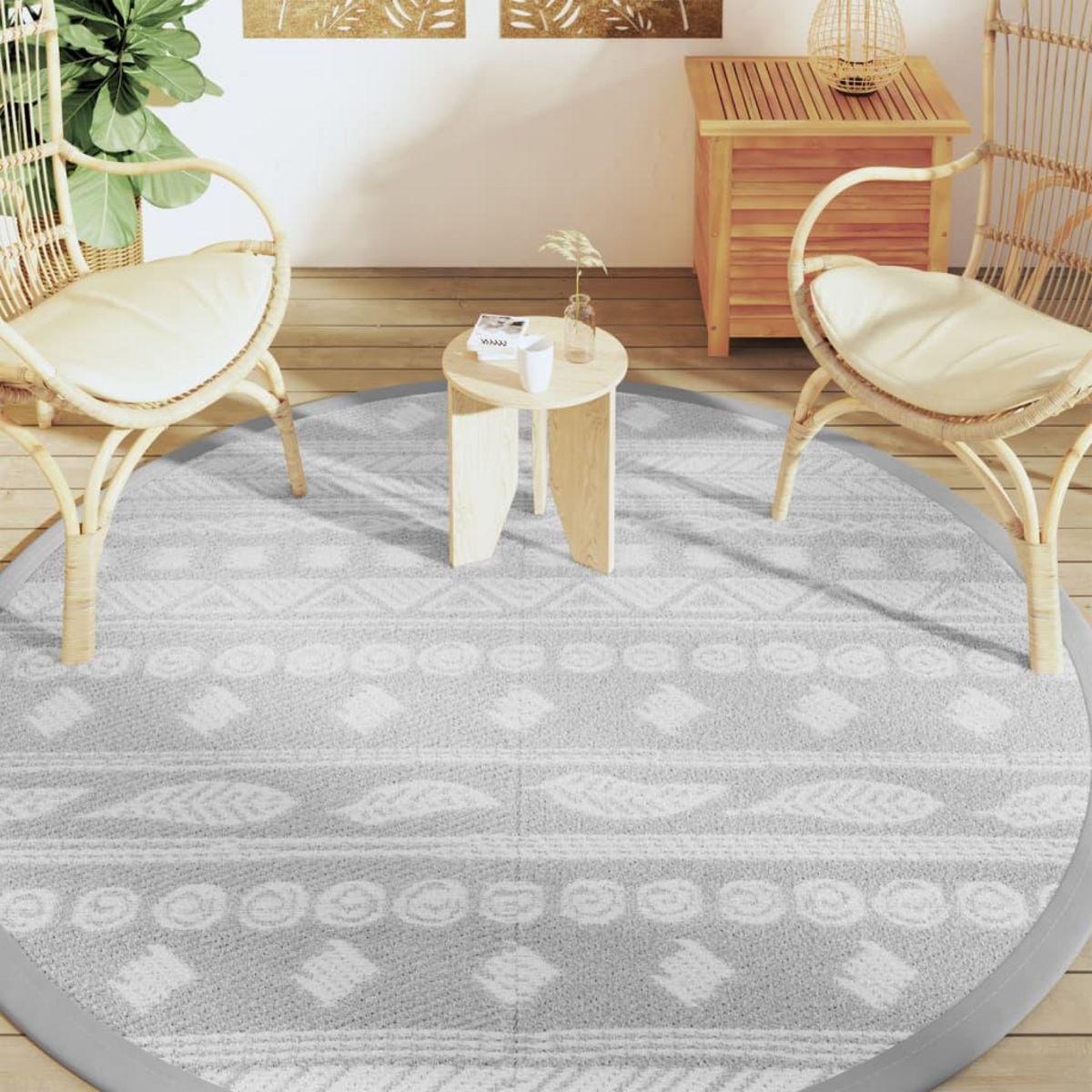VIDAXL Tapis d'exterieur ARAKIL gris Ø200 cm PP