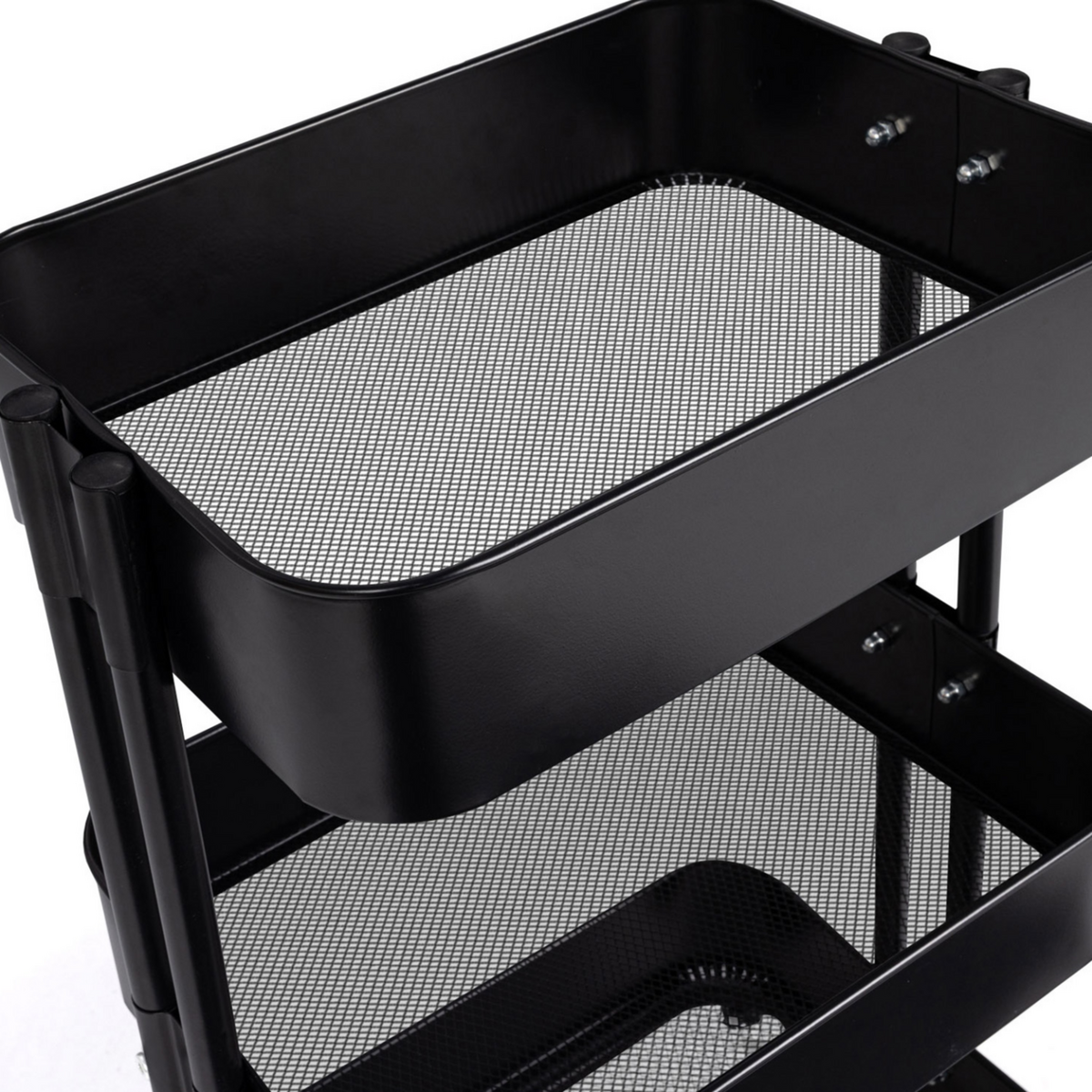 ID MARKET Chariot 3 niveaux desserte étagère de rangement à roulettes acier noir