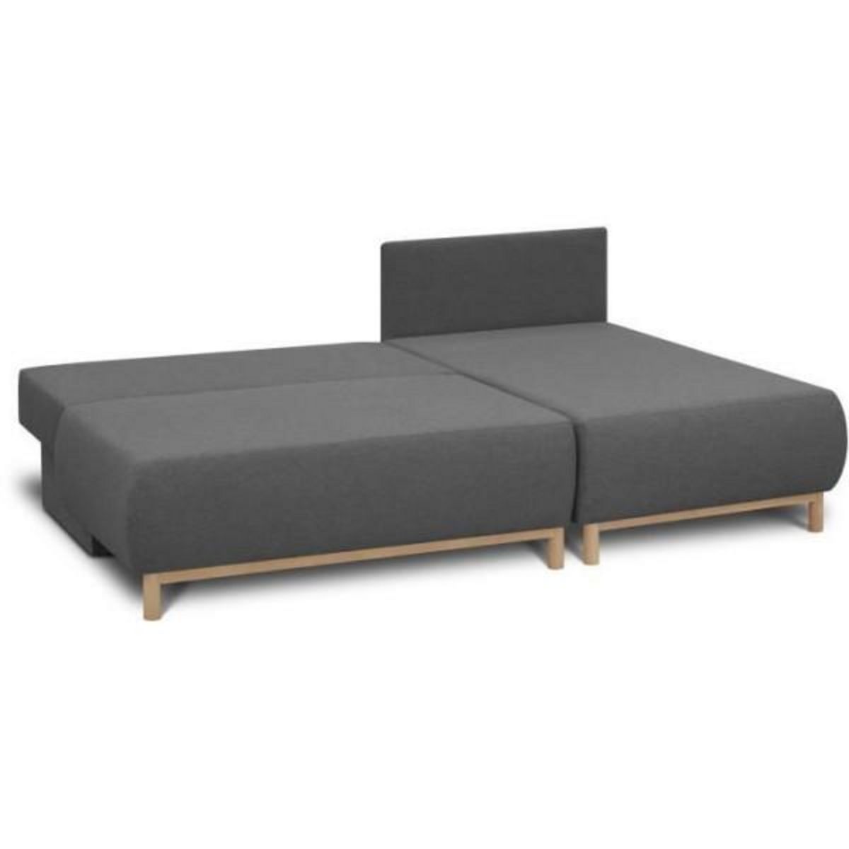 MARKET24 Canapé d'angle droit convertible MIKA 3 places - Tissu gris clair - Coffre de rangement - L218 x P98/145 x H84 cm