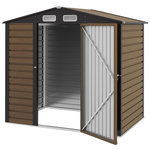 OUTSUNNY Abri de jardin cabanon dim. 190L x 131l x 188H cm porte verrouillable ventilations tôle acier ondulé marron