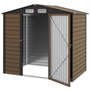 Voir la diapositive 1 : OUTSUNNY Abri de jardin cabanon dim. 190L x 131l x 188H cm porte verrouillable ventilations tôle acier ondulé marron