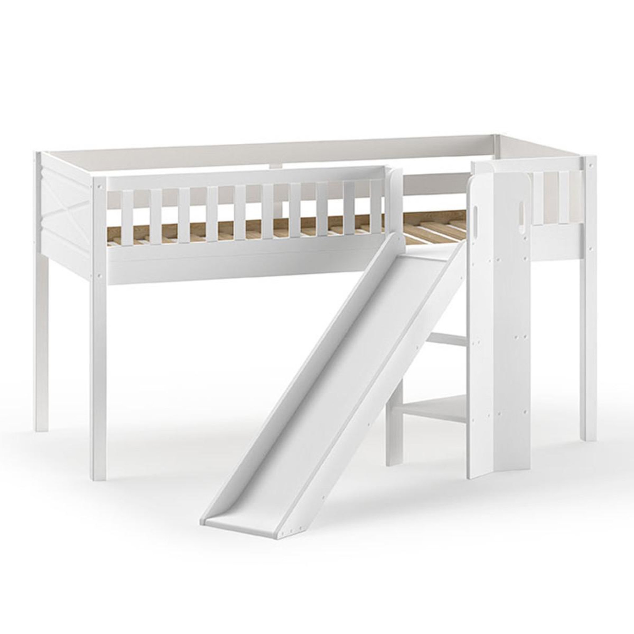 Voir la diapositive 2 : Paris Prix Lit enfant toboggan, tente & tunnel  scott astro  90x200cm blanc