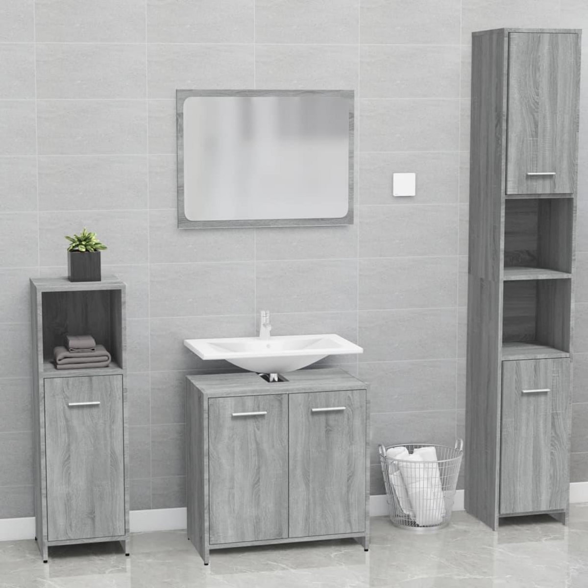 VIDAXL Meubles de salle de bain Sonoma gris Bois d'ingenierie