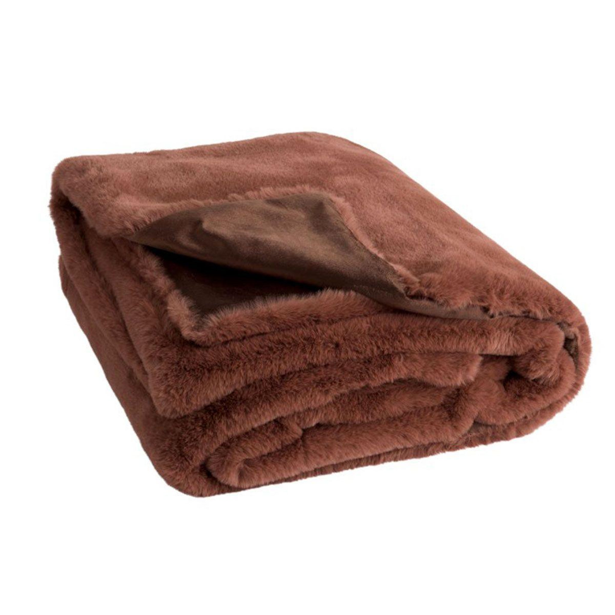 Voir la diapositive 2 : J-LINE Plaid imitation fourrure  cutie  130x180cm marron clair