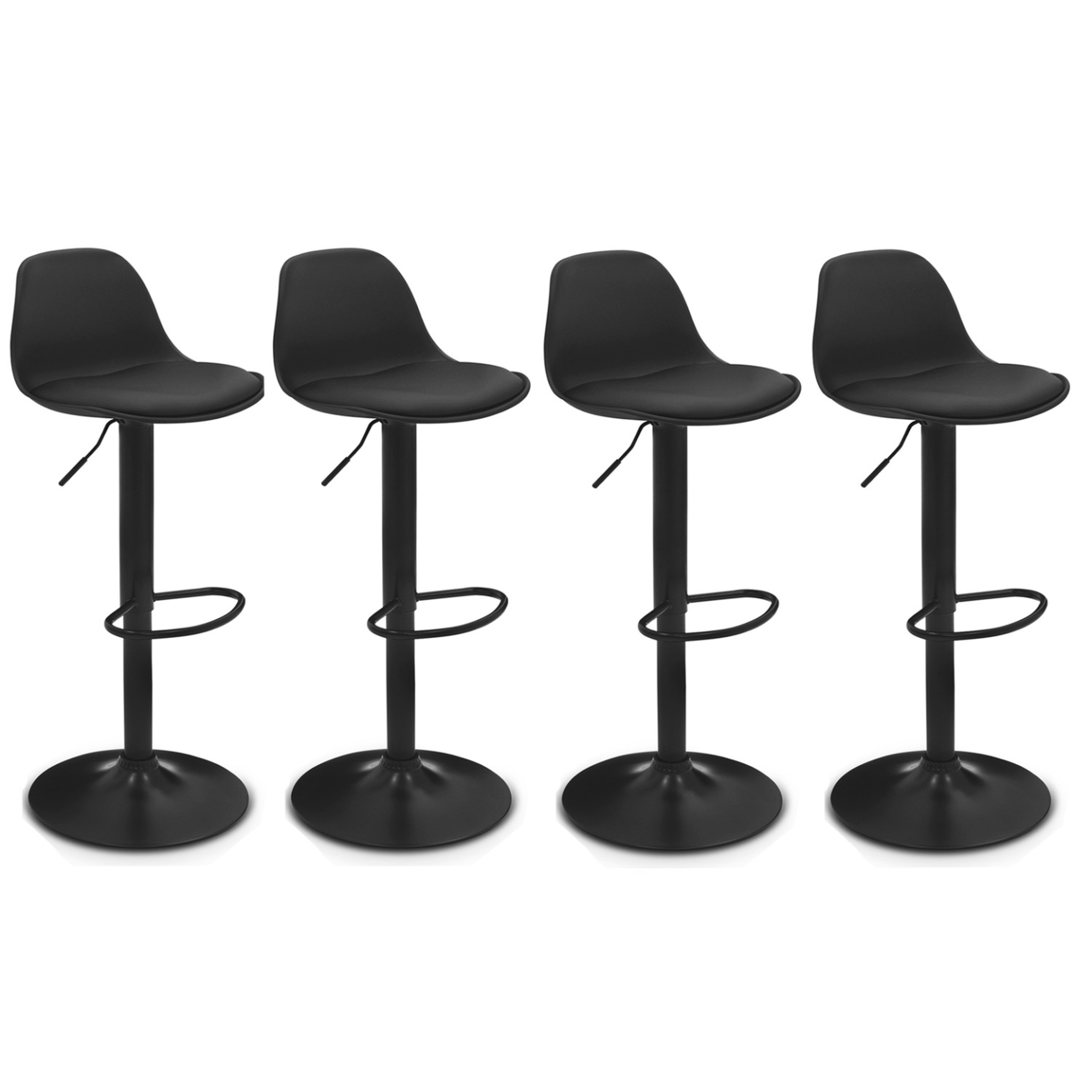 ID MARKET Lot de 4 tabourets de bar karl design noir pied noir