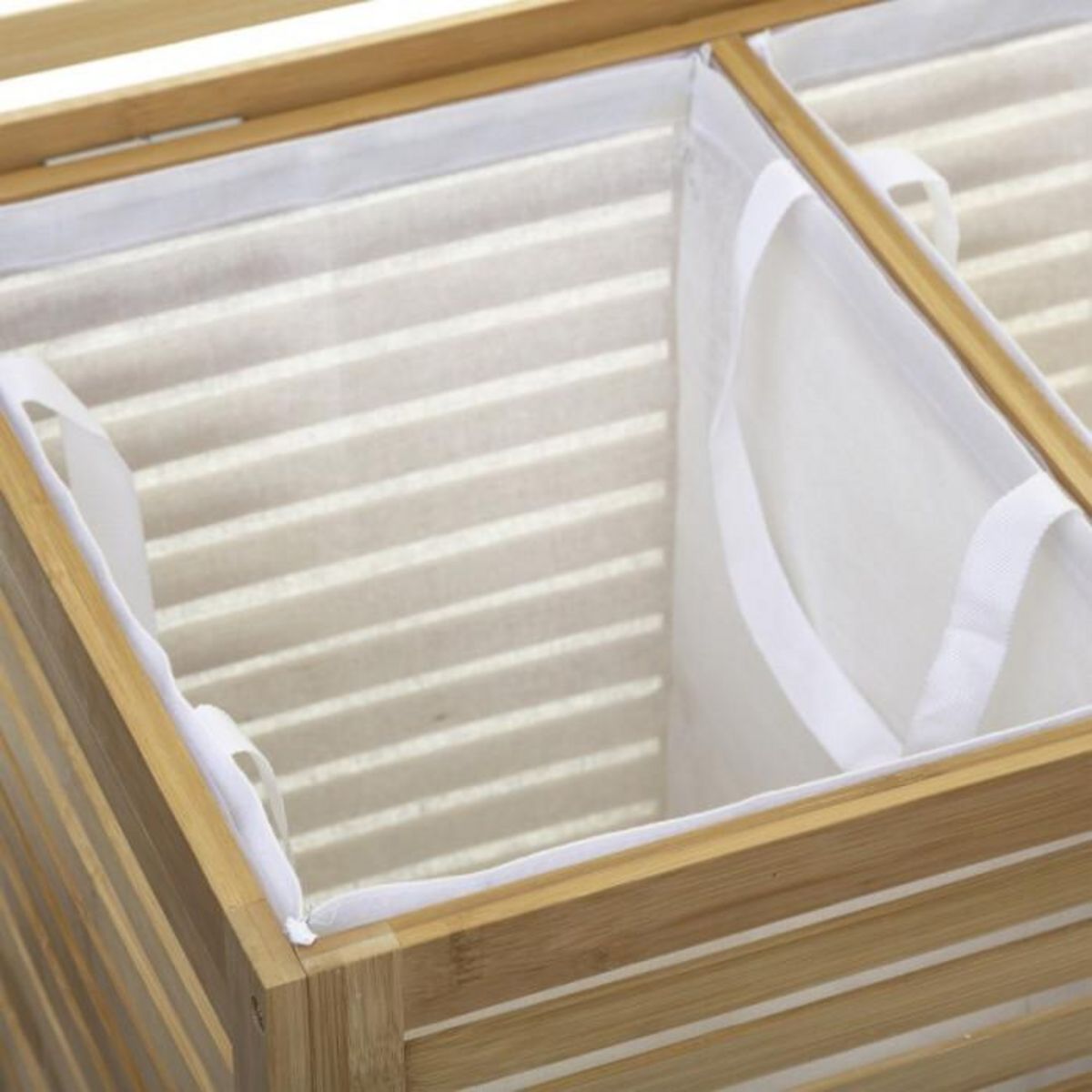 FIVE Panier à Linge Double Bambou  Sicela  60cm Naturel