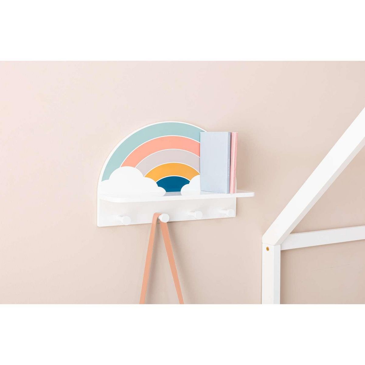 ATMOSPHERA Étagère patère 4 crochets en bois ARC-EN-CIEL - Multicolore