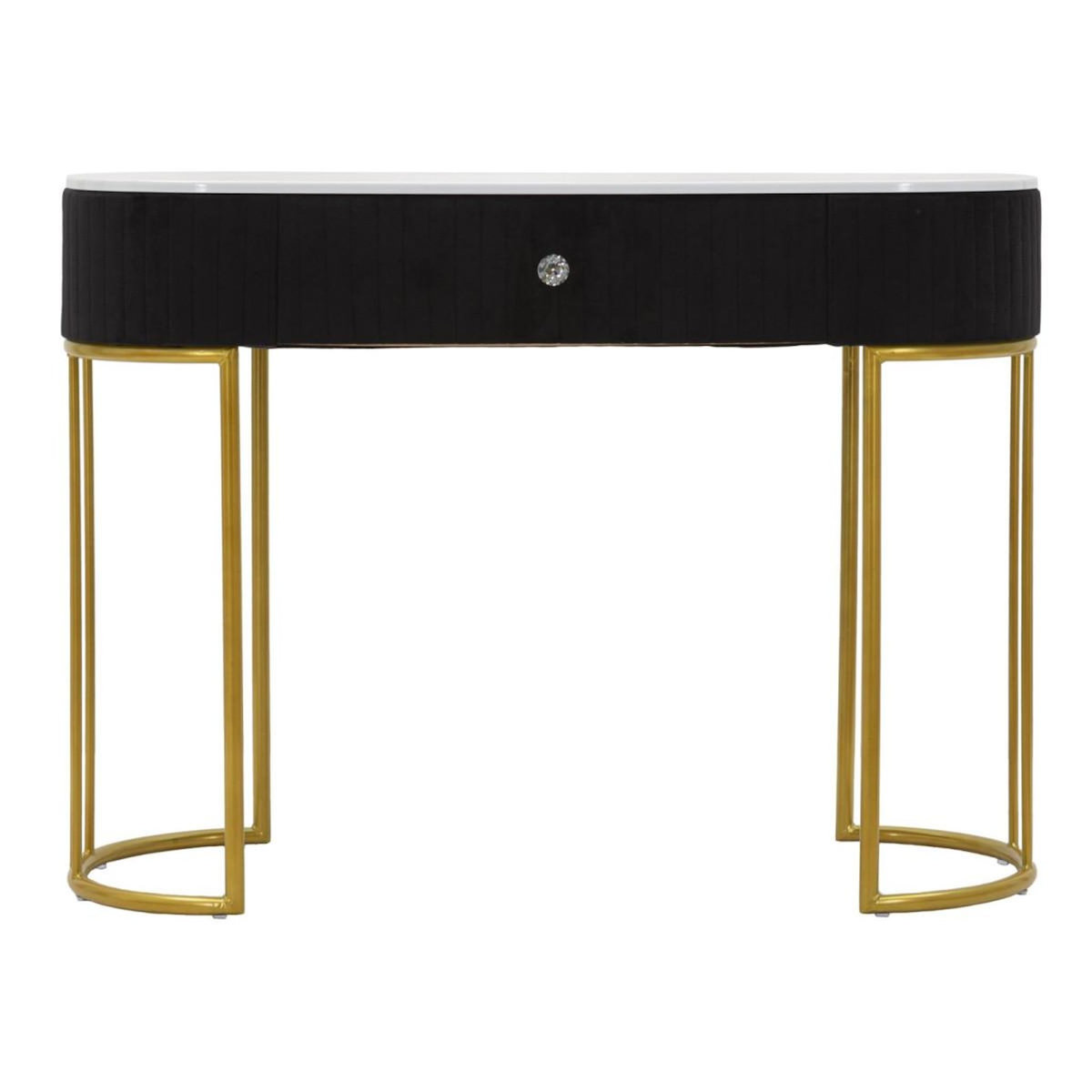 Paris Prix Console Design Effet Marbre  Montpellier  100cm Noir & Or