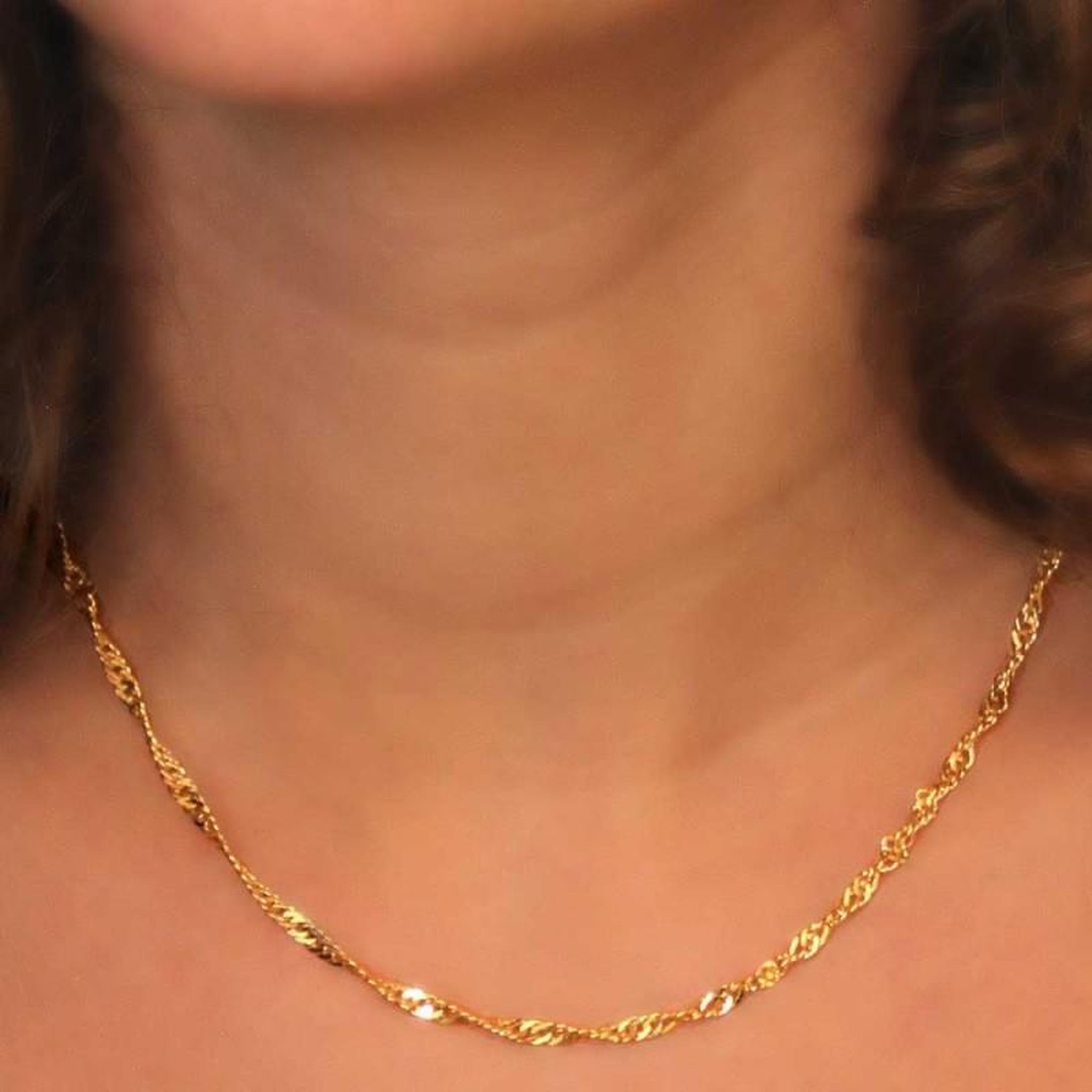Voir la diapositive 4 : L'ATELIER D'AZUR Collier Chaine Singapour- Or Jaune - Femme