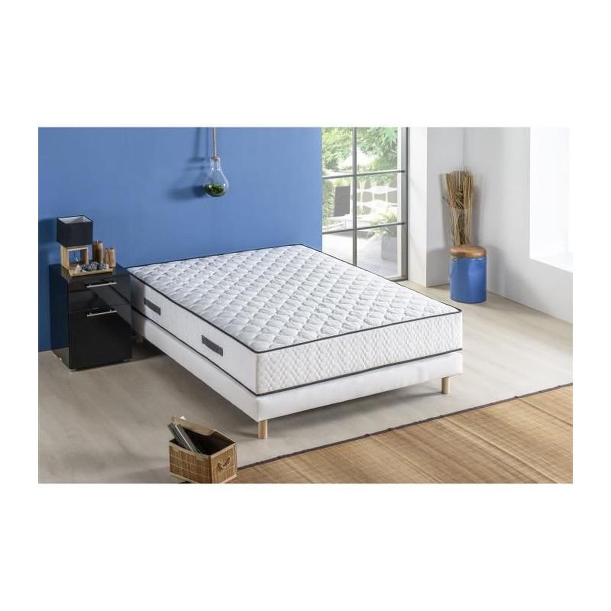 DEKO DREAM DEKO DREAM Ensemble Matelas + sommier Détente 140x200cm - Ressorts - 7 zones - 24cm - Equilibré