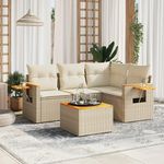 VIDAXL Salon de jardin avec coussins 5 pcs beige resine tressee
