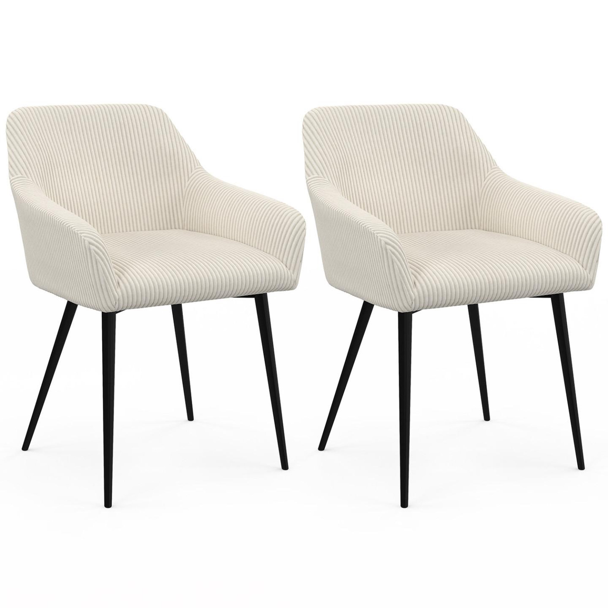 ID MARKET Lot de 2 chaises de salle à manger, fauteuils de table jany en velours côtelé beige