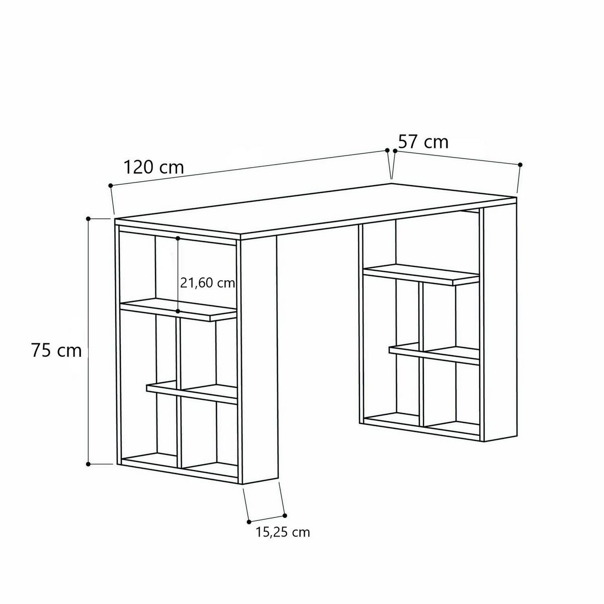 TOILINUX Bureau simple - L.120cm - Blanc