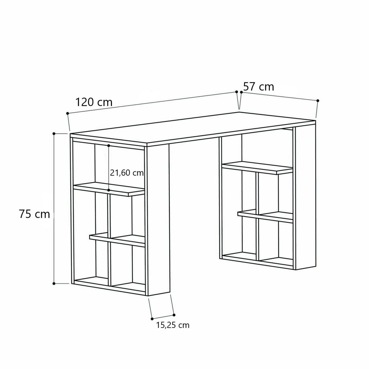 TOILINUX Bureau simple - L.120cm - Blanc