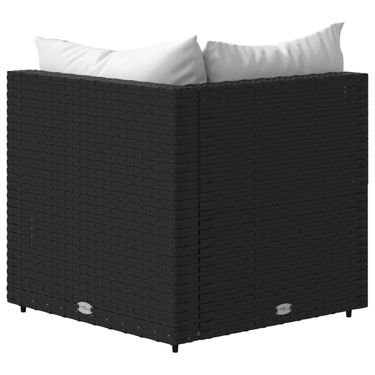 VIDAXL Canape d'angle de jardin avec coussins Noir Resine tressee