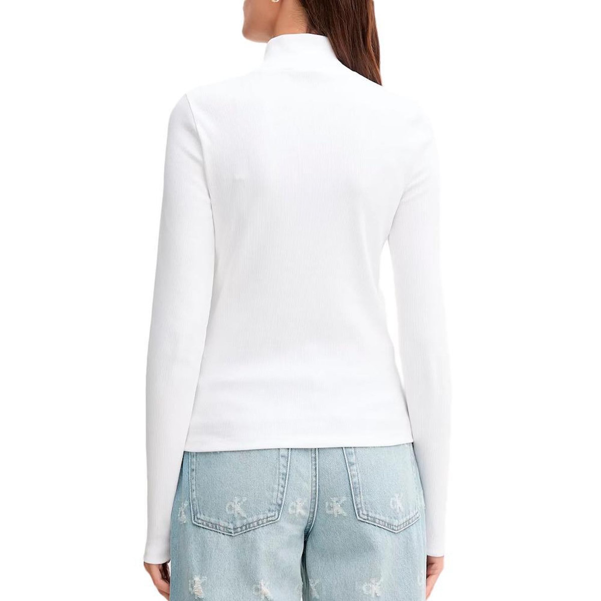 CALVIN KLEIN JEANS T-Shirt Col Roulé Blanc Femme Calvin Klein Jeans Label