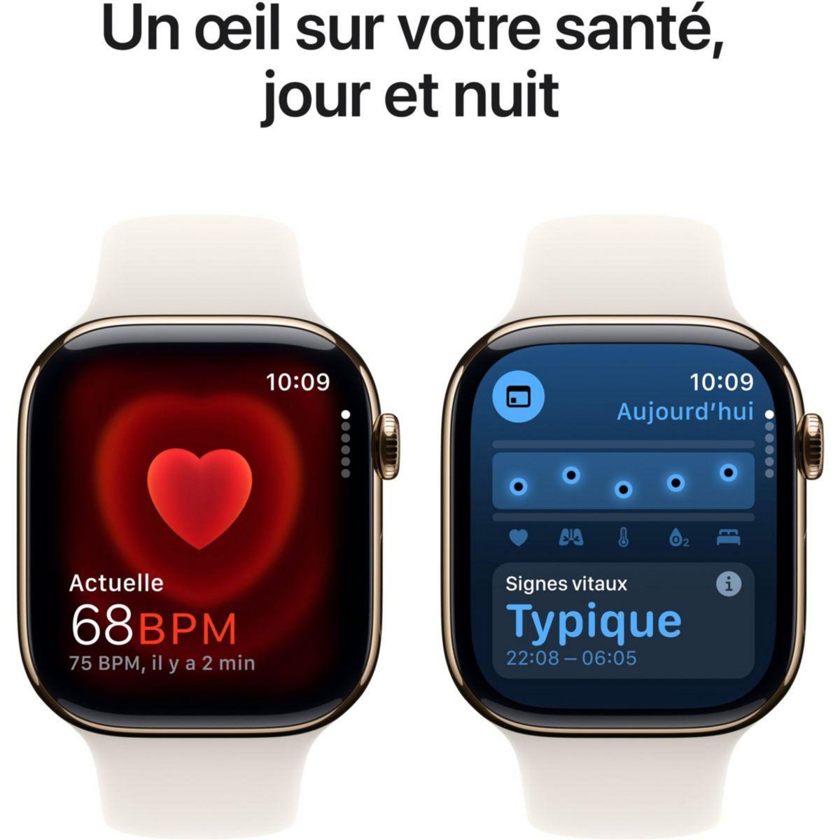 APPLE Montre connectée Serie 10 42mm Titane Or S/M Cellular