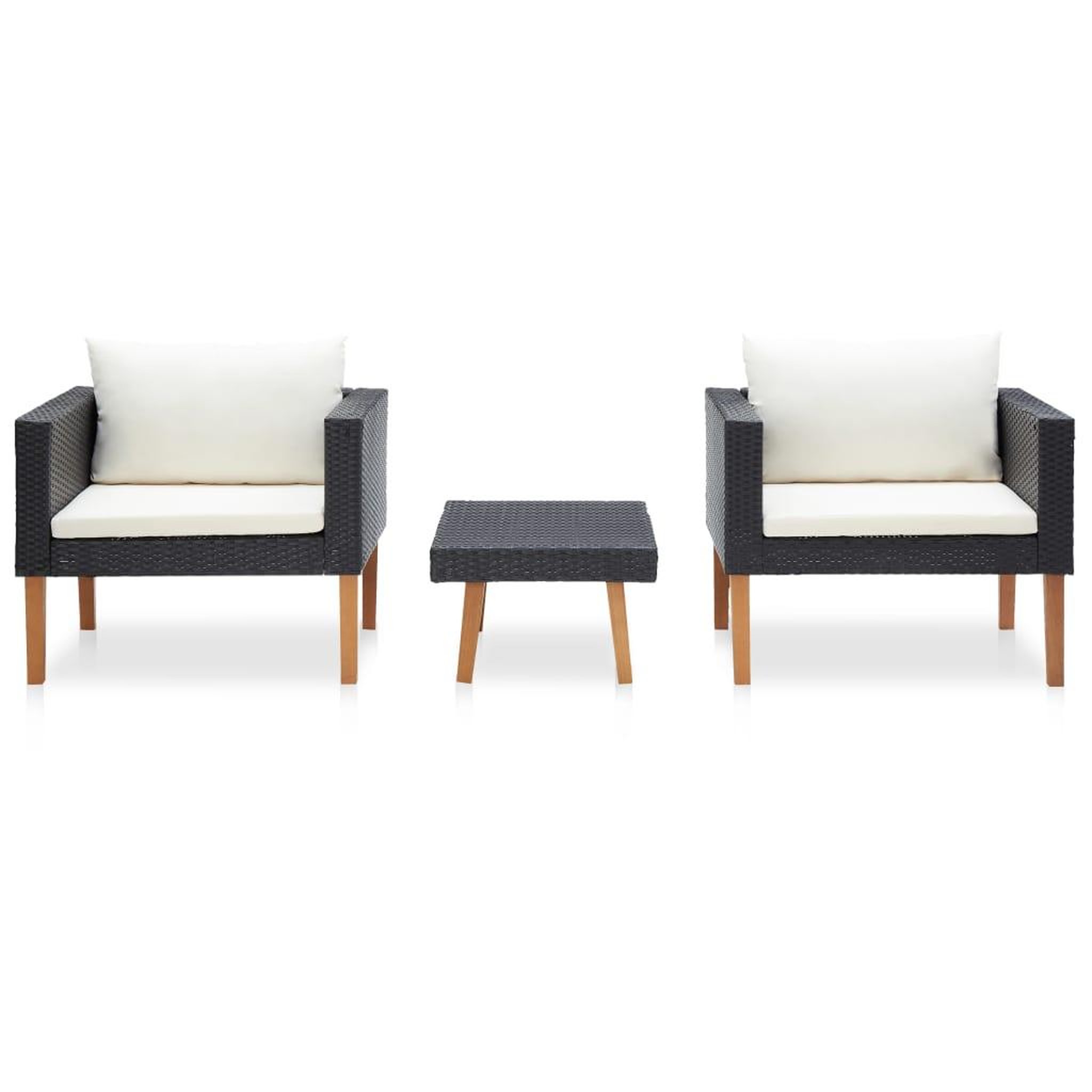 Voir la diapositive 2 : VIDAXL Salon de jardin 3 pcs avec coussins Resine tressee Noir