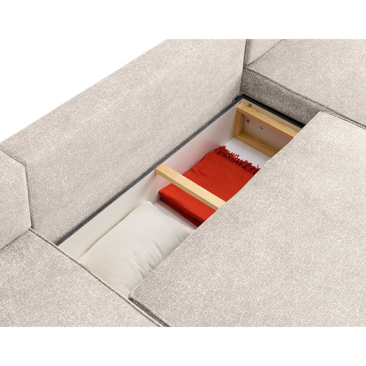 LISA DESIGN Apolline - canapé panoramique en u 7 places convertible avec coffres en tissu moucheté