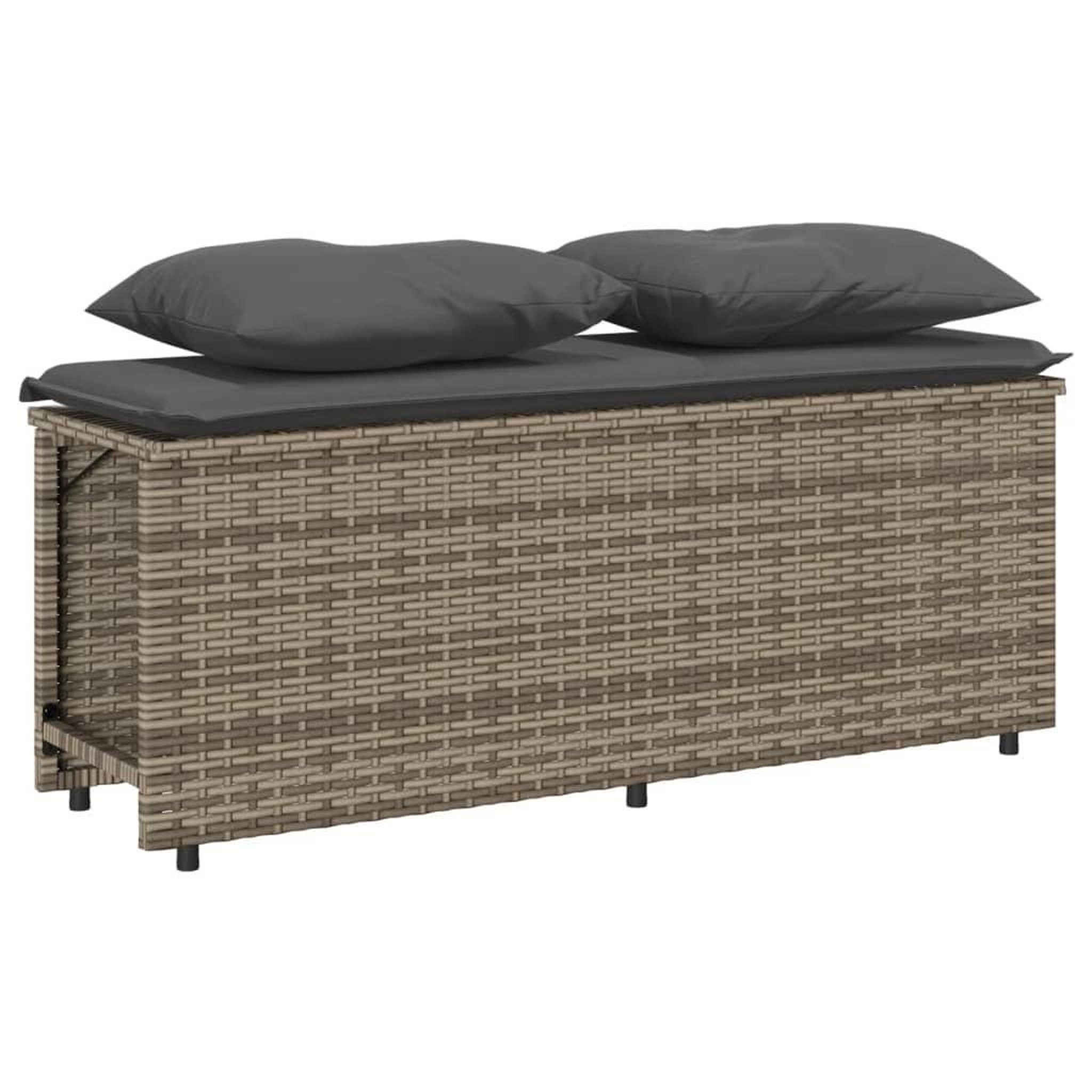 Voir la diapositive 4 : VIDAXL Ensemble a manger de jardin 3 pcs coussins gris resine tressee
