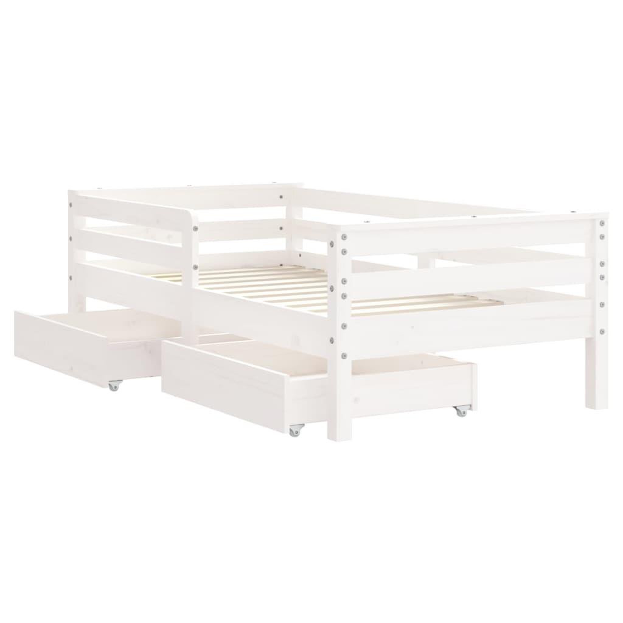 Voir la diapositive 4 : VIDAXL Cadre de lit enfant tiroirs blanc 70x140 cm bois de pin massif