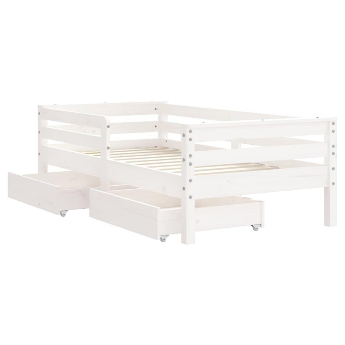 VIDAXL Cadre de lit enfant tiroirs blanc 70x140 cm bois de pin massif