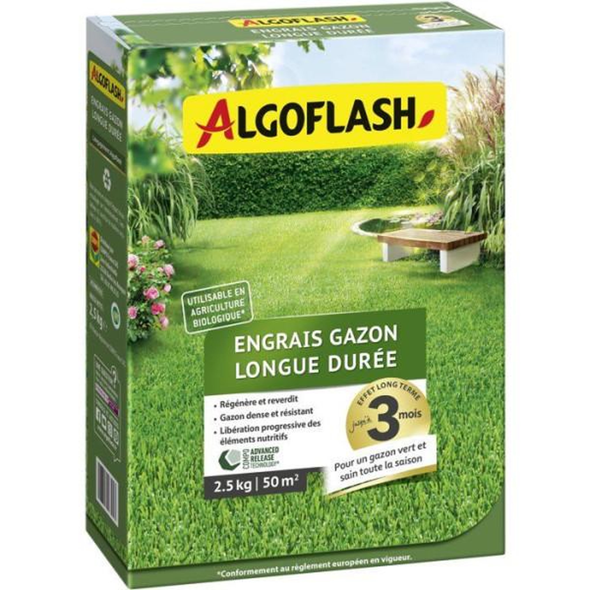 ALGOFLASH Engrais gazon - algoflash - longue durée - 2,5 kg