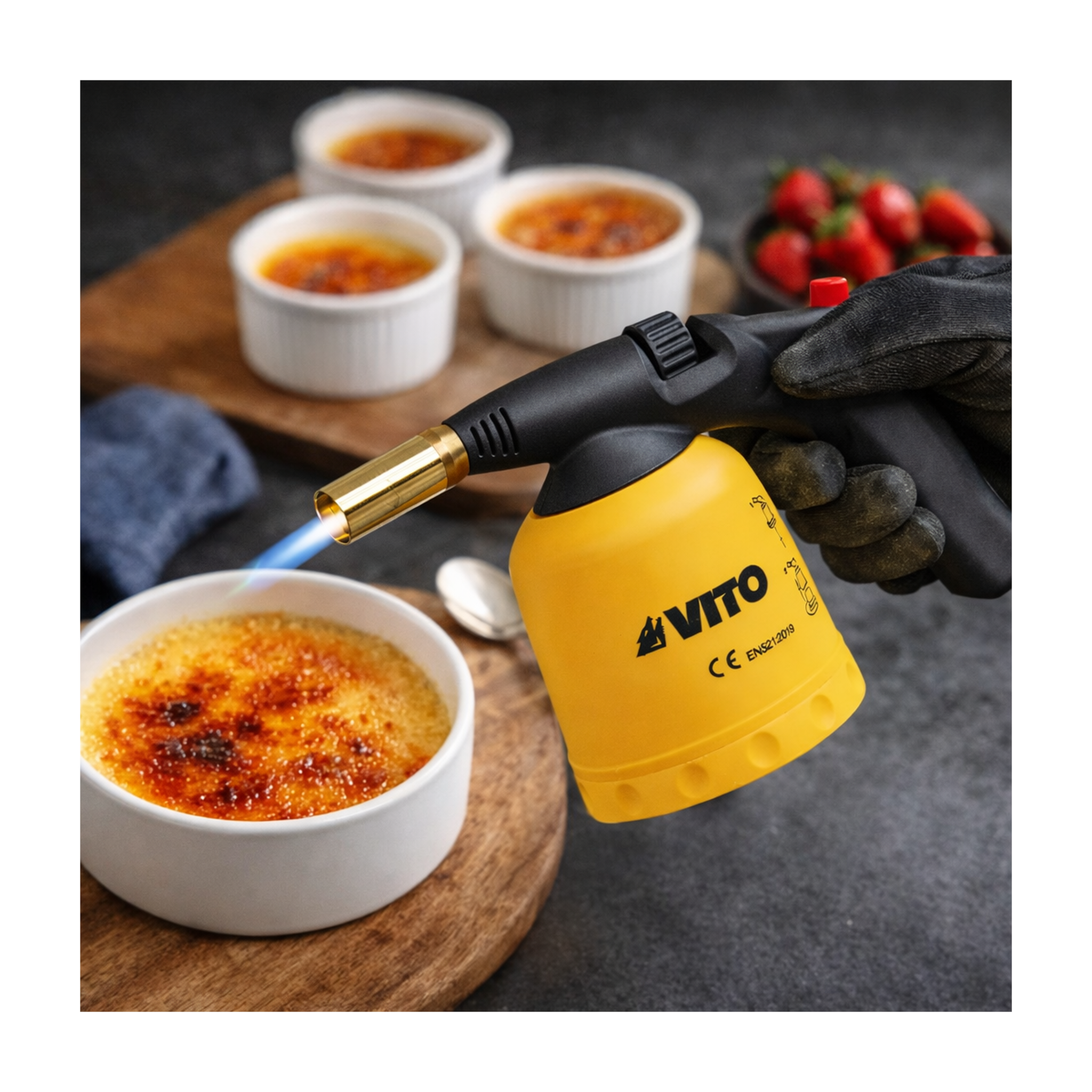 Voir la diapositive 4 : VITO Lampe à souder gaz 1700w allumage piezo 1200°c gaz butane 190g – chalumeau gaz bricolage plomberie soudure cuisine