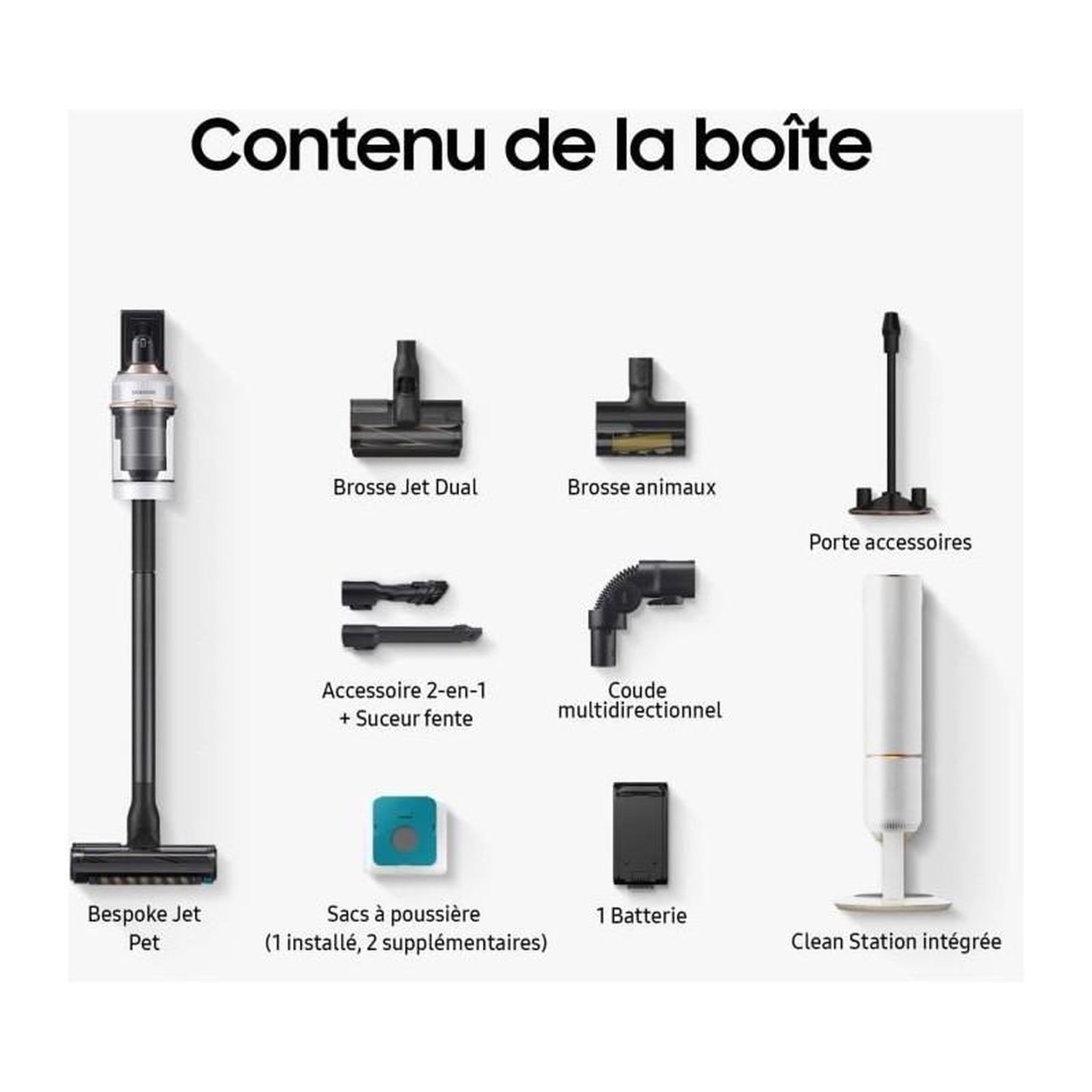 Voir la diapositive 3 : Samsung Aspirateur balai sans fil 25.2v 580w blanc - vs20b95823w