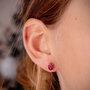 Voir la diapositive 2 : L'ATELIER D'AZUR Boucles d'Oreilles Or 18 Carats 750/000 - Zirconiums Rouge Rubis